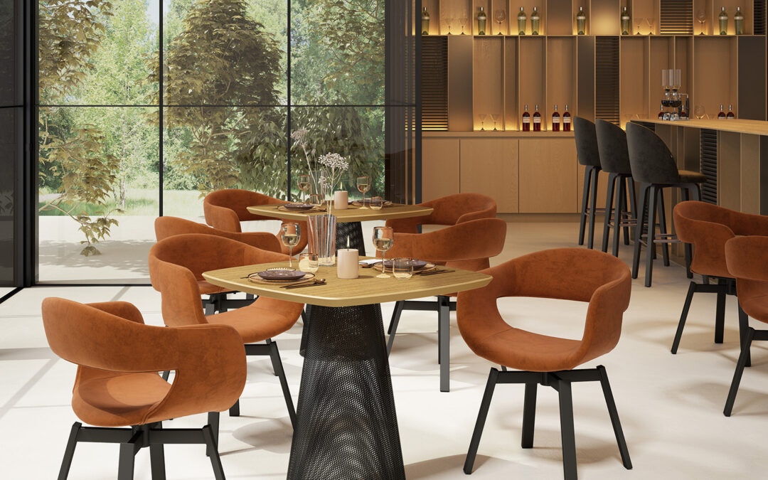 MESA CHINCHÓN Y SILLÓN GIRATORIO ADELFA